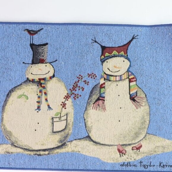 Lot 4 Snowman Christmas Placemats Winter Blue Debbie Tayler Kerman - Picture 4 of 5